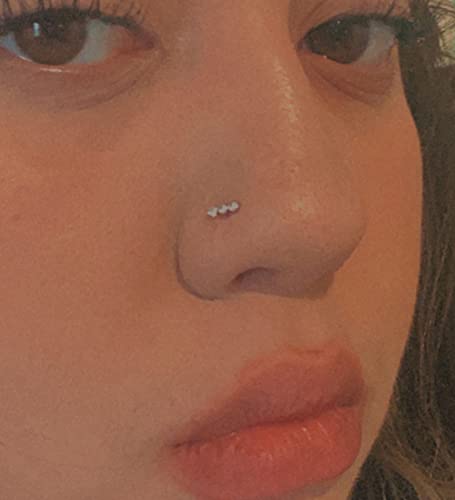 18 Nose Rings Studs Surgical Stainless Steel Hypoallergenic L Shaped Nose Piercing Jewelry for Women Men Silver Black Nostril Hoop Rings 18 Gauge - style: A41-silver 18g