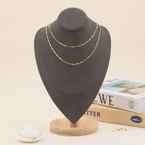 GTVOODX 33 Feet Gold Paperclip Necklace Chains Bulk for Jewelry Making | Oval Soldered Stainless Steel Necklace Bulk Chain Roll Spool for DIY Bracelet Craft Supplies with Lobster Clasps Jump Rings - color: Gold Thin Paperclip Chains