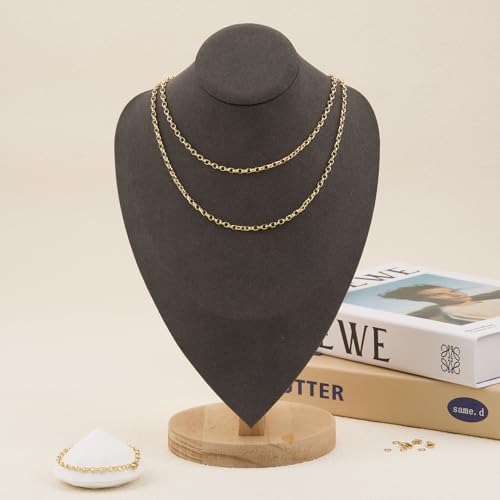 GTVOODX 16.4 Feet Gold Filled Stainless Steel Rolo Chain for Jewelry Making | Unfinished Permanent Jewelry Chain Roll for DIY Jewelry Bracelet Necklace Making with Lobster Clasps Jump Rings - color: Gold Rolo Chains