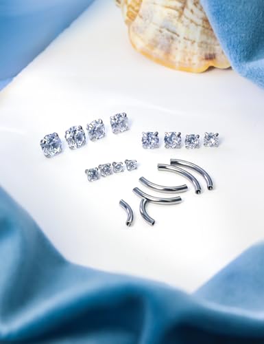 Hoeudjo Rook Piercing Jewelry Surgical Steel Eyebrow Piercing Jewelry 16g Surface Tragus Earrings Internally Threaded Curved Barbell Daith Earring Eyebrow Rings for Women Different Length 6/8/10mm