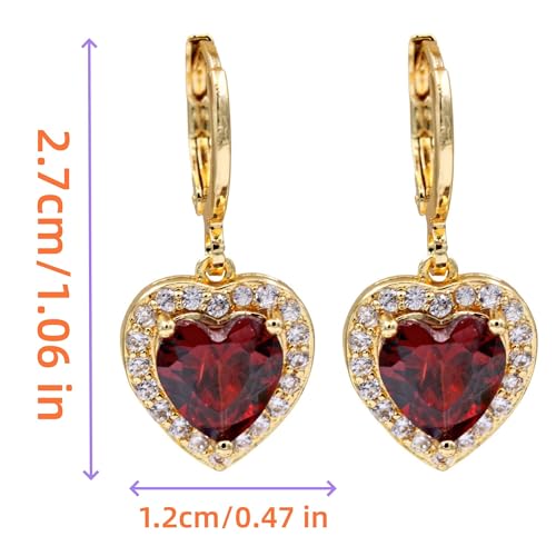 18K Gold Plated Flower Dangle Earrings for Women, Hypoallergenic Cubic Zirconia Earrings, Elegant CZ Drop Earrings, Statement Jewelry Gifts Party Fashion - style: OBS4665_GD_RD