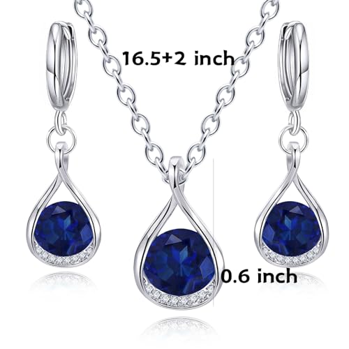IFKM Silver Jewelry Sets For Women Rhinestone Pearl Crystal CZ Choker Necklace Earrings Bracelets Set For Bridal Bridesmaid Accessories Wedding Prom Anniversary Birthday Gifts - color: Dark Blue