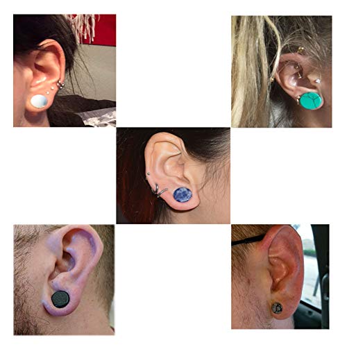 Oyaface 22 Pcs Mixed Stone Ear Plugs Kit Stretching Earrings Gauges Set Saddle Double Flare Expander Tunnels for Men Women Earrings Body Piercing Jewelry - color: 12mm (1/2")