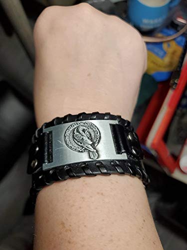 GelConnie Viking Bracelet Punk Leather Cuff Bracelet Gothic Leather Wristband Bracelet with Nordic Amulet Scandinavian Talisman Celtic Pagan Jewelry - color: Black Bird