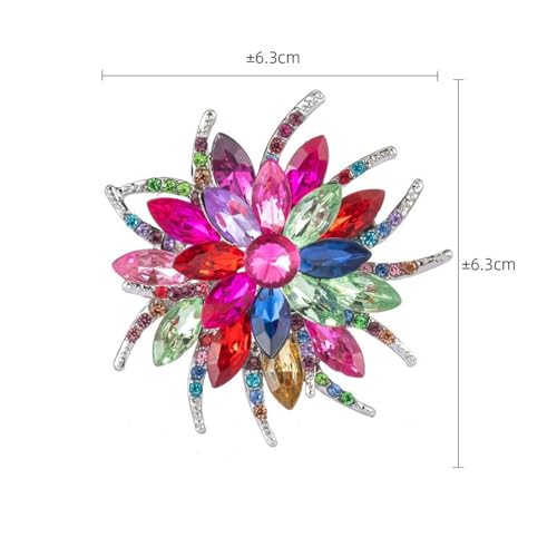 Rhinestone Sunflower Brooch Pin Red Pink Flower Brooch Stylish Crystal Brooch Elegant Clothing Hat Bag Accessories Jewerly for Women - color: Dark Blue1
