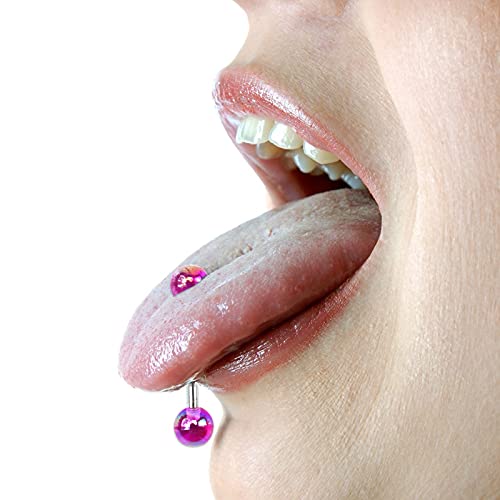 12/16/24Pcs Tongue Rings for Women Candy Color Ball Tongue Nipple Piercing 14G Surgical Steel Barbell Tongue Retainer Body Jewelry Bar Length 16mm - style: Style2-24Pack