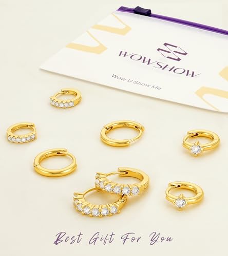 Gold Hoop Earrings for Women Chunky Hoops 14K Gold Plated Thick Hollow Tube Lightweight Earrings for Mother Birthday Gifts 20/25/30/40/50MM - color: Gold Hoop Earring Set