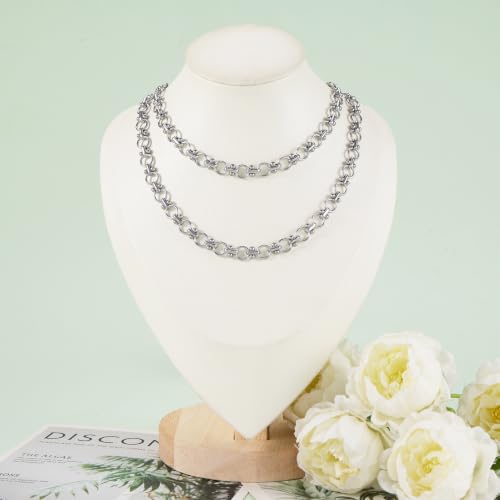 2 Meters Stainless Steel Chains Bulk Circle Chain for Jewelry Making with Jump Rings and Lobster Clasps - color: Circle Silver