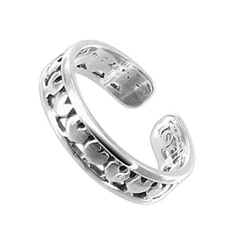 Gem Avenue 925 Sterling Silver Toe Rings Collections – Beach, Celtic, Heart, Dolphin, Flower & More Designs for Women – Elegant Adjustable Summer Jewelry - style: Style 7