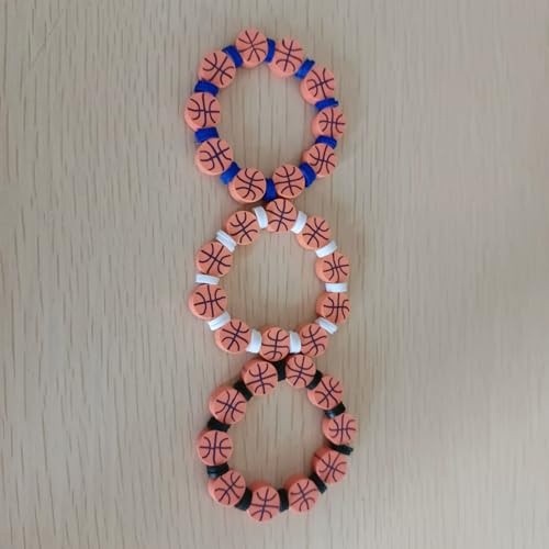 100Pcs Sports Ball Beads Basketball Polymer Clay Beads DIY Crafts Spacer Loose Beads for Key Chains Jewelry Making Earring Bracelet Necklace (Basketball) - color: Basketball