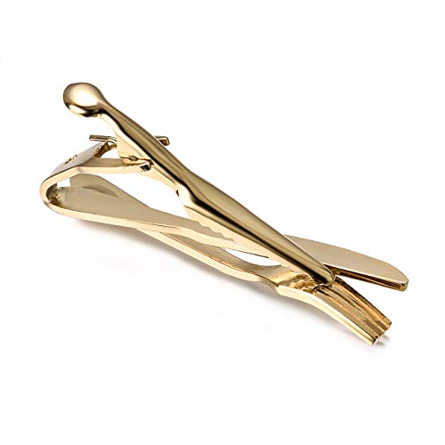 Yoursfs Unique Fork and Knief Tie Clip for Men Gold Silver 316L Stainless Steel Tie Bar Pin Novelty Men's Jewelry - style: Knife and Fork Tie Clip