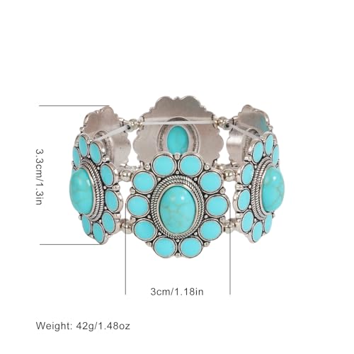 Turquoise Beaded Stretch Bracelets Bohemian Stackable Bracelets Y2K Summer Beach Bracelets Jewelry for Women - color: Silve-D