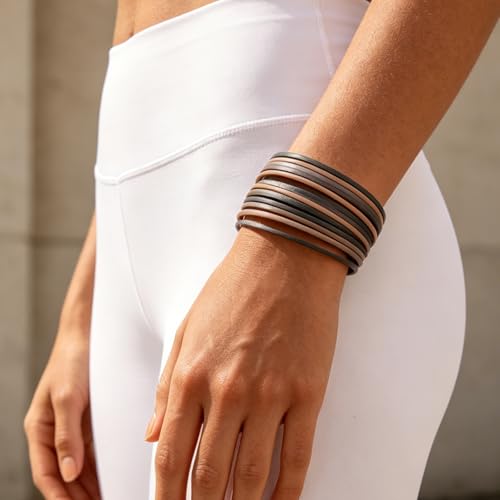 hotoo Leather Wrap Bracelet for Women - color: Pinkish gray