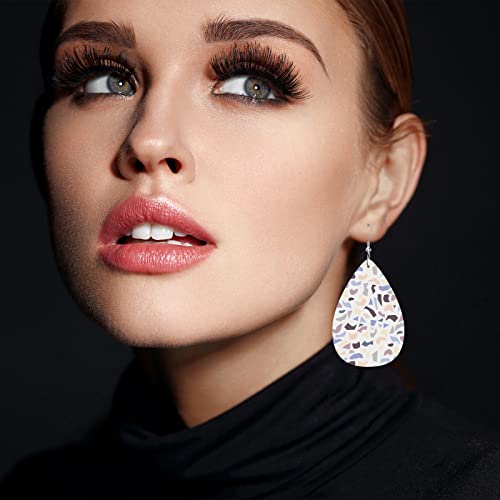 Marble Texture Leather Earrings For Women Abstract Purple Marble Stone Lightweight Water Drop Earrings Fashion Jewelry Teardrop Earrings For Friends - color: Marble Texture