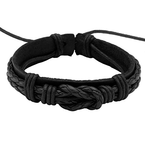Leather Braided Bracelet Cuff Wrap Wristband for Men Women Adjustable - color: C:6pcs