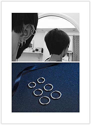 Black Hoop Earrings for Men 8mm 10mm 12mm – Surgical Stainless Steel Hypoallergenic Mens Small to Medium Hoop Earrings Set (3 Pairs) - style: I:1pair,size:10mm,color:steel