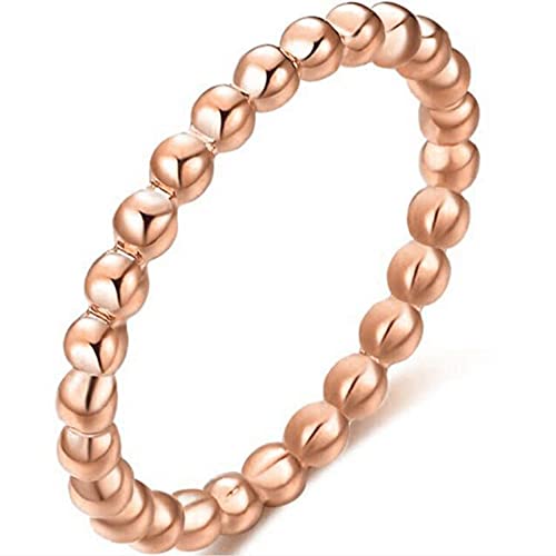 Jude Jewelers 2mm Stainless Steel Beaded Style Classical Simple Plain Stackable Wedding Band Ring - color: Rose Gold