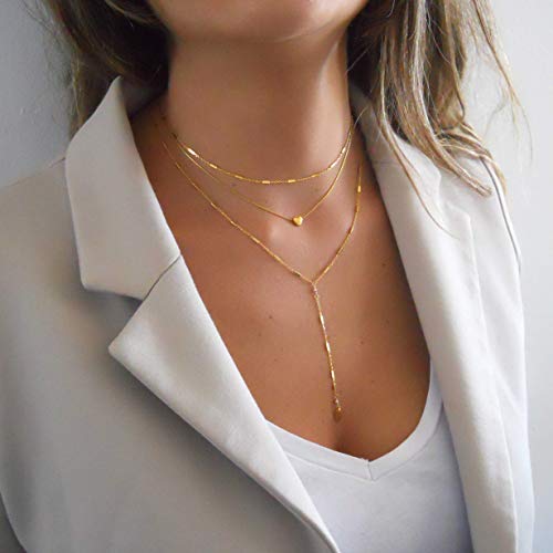 Annika Bella Choker Necklace, Gold Chain for Women, Length 13-16 Inches, Minimalist Necklaces for Women, Lace/Link/Tubes/Dotted Chain Chokers. - style: Tubes Chain