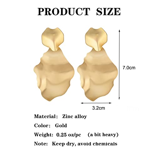 Gold Metal Clip On Earrings for Women Non Pierced Dangle Drop Earrings Multiple Styles - color: gold leaf