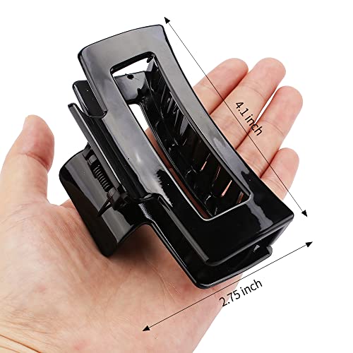 Canitor 4.1 Inche Large Hair Claw/Clips for Thick Hair, Acrylic, Banana Claw, Non-slip, Rectangular Jaw Big Gifts for Women, Girls - 4 PCS - color: black, amber, transparent, off white