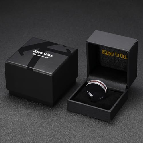 King Will Wood Wedding Band Wood Inlay for Men - color: Gunmetal-6mm