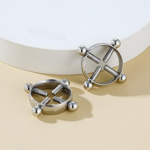 2Pcs Round Non Piercing Nipple Ring Fake Nipple Rings - color: Silver