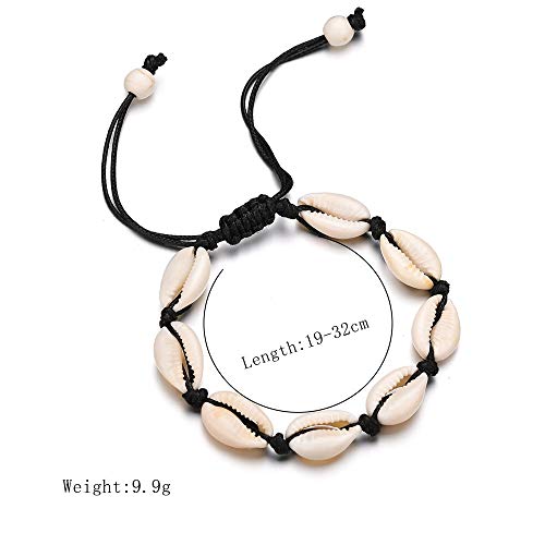 COLORFUL BLING 2 Pieces Handmade Boehmia Natural Cowrie Shell Anklet Seashell Ankle Bracelet Boho Beads Hawaii Foot Jewelry