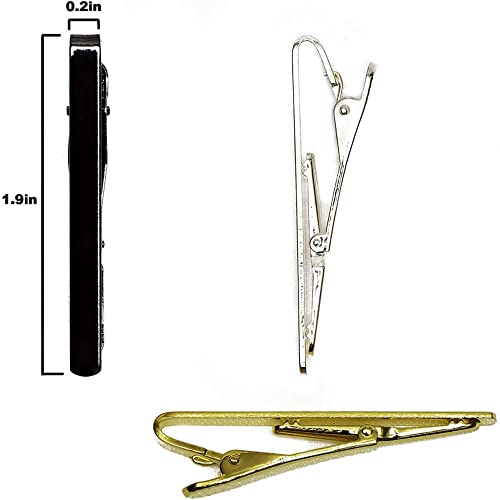 3pc Mens Tie Bar Clip for Regular Necktie, Gold Silver Black with Luxury Gift Box Set