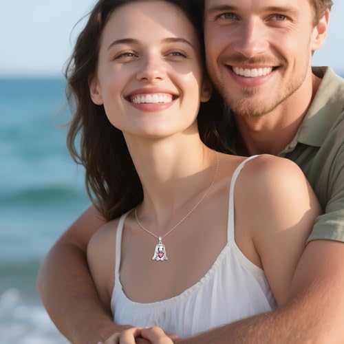 Halloween Necklace 925 Sterling Silver Black Rose Rib Cage Heart Pendant Necklace Halloween Jewelry Gifts for Women Gothic Party - style: Ghost