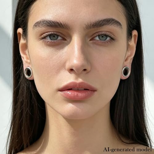 12G-25mm Double Flare Thin Gauges Tunnels Plugs Stretching Kit 316L Surgical Stainless Steel Hollow Gauge Tunnel Plug for Ear 12G 10G 8G 6G 4G 2G 0G 00G 12mm 14mm 16mm 18mm 20mm 22mm 25mm - color: Silver Tone, size: 00G(10.0mm)-25mm