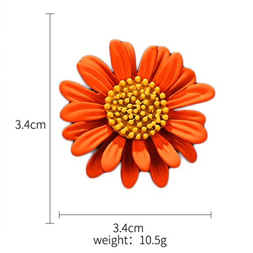 Multicolor Cute Daisy Flower Brooch Pins, Plant Sunflower Suit Lapel Pin,Pink Yellow White Sun Flower Dress Neckline Pin Enamel Charm Daisy Coat Collar Brooch for Women Girls Men Jewelry Gifts - color: A orange