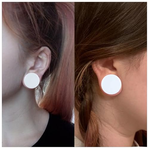 8G-25mm Black Soft Solid Silicone Ear Gauges Stretching Kit Double Flared Plugs Tunnels Expanders Stretcher Saddle Earrings Piercing Jewelry for Men Women Black White Flesh Skin Tone - color: White 8G-25mm