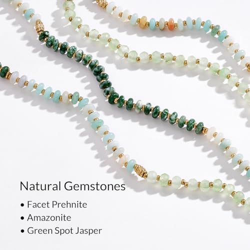 KissYan Beaded Necklaces for Women, Layered Pendant Choker for Summer | Stackable Colorful Natural Gemstone Handmade Beach Charm Chain Valentine's Jewelry Gifts For Girlfriend Wife Lover - style: Leaf