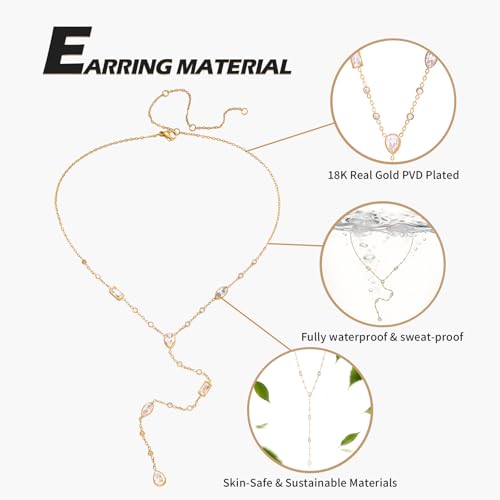 Fullpop Dainty Gold Necklaces for Women, 18k Gold Layered Lariat Necklace for Women Long Gold Choker Necklaces for Women Statement Diamond Heart Pendant Necklace Body Chain Jewelry for Women - style: Kind-Five
