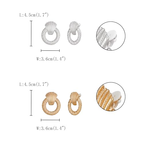 FANZE 2-3 Pairs Clip on Earrings Drop Earrings Set,Big Matte Gold Earrings Statement Earrings Jewelry Gift for Women - color: set-15