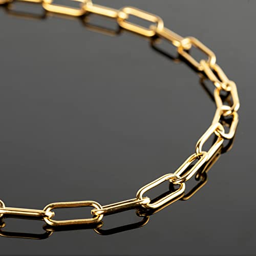 Gold Plated Paperclip Chain Necklace for Women and Men, Stainless Steel Link Chain Bulks with Jump Rings and Lobster Clasps Jewelry Making Supplies - color: Gold Paperclip_17x7mm