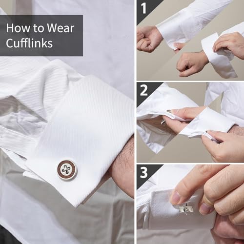 Cuff Links Mens Cufflinks Wood Inlay - Rectangular Brass Cuff Links with Gunmetal Finish, 3-Layer Electroplating, Unique Wood Grain Shirt Accessories for Business Wedding Tuxedo, Durable & Anti-Fade Jewelry Gift - color: Circle/Wood