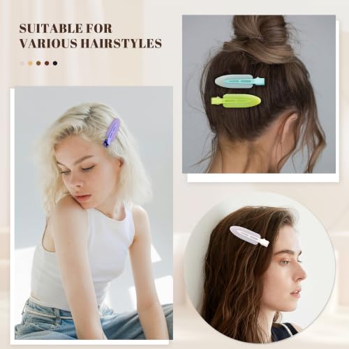 10 Pcs Creaseless No Crease No Bend Flat Hair Clips For Styling Non Slip Makeup Clips For Women Salon Hairstyle,Jelly White Green Neon-Green Blue Purple - color: Jelly White Green Neon-Green Blue Purple