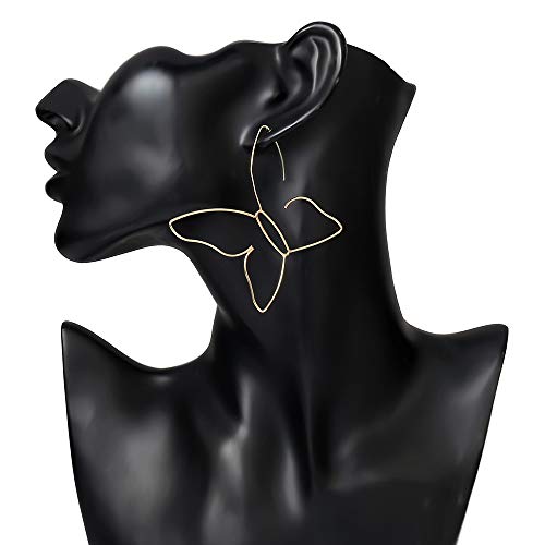 Fashion Women Bohemian Gold Big Butterfly Earrings Tassels Long Chain Drop Dangle Earrings for Women