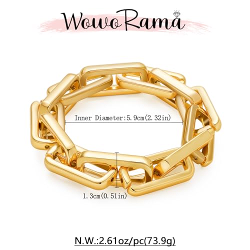 WOWORAMA Chunky Chain Bracelet for Women, Gold/Silver | Adjustable Elastic Stretch Bracelet, Thick Chunky Link Bracelet, Statement Jewelry - color: Square Bracelet