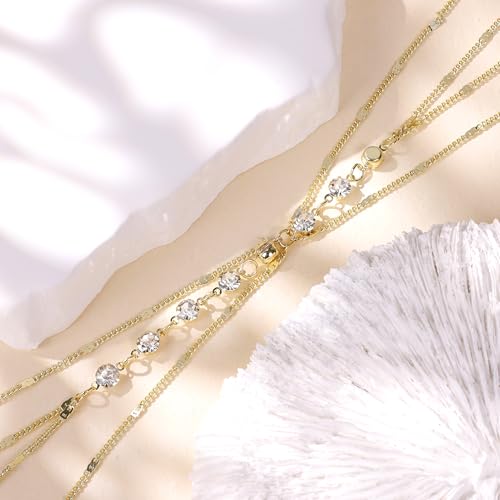 Body Chains for Women Sexy Layered Belly Waist Chains | 14K Gold Plated,Crossover Bikini Bra Chain, Adjustable Beads Chest Chain ,Summer Beach Rhinestone Nightclub, Body Jewelry - style: style D