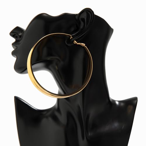 Hoop Earrings for Women Wide Hoop Earrings Large Big Flat Huggie Hoops Earrings Trendy Chunky Hoops Earrings Statement Earrings Jewelry for Women - color: 80mm-Gold