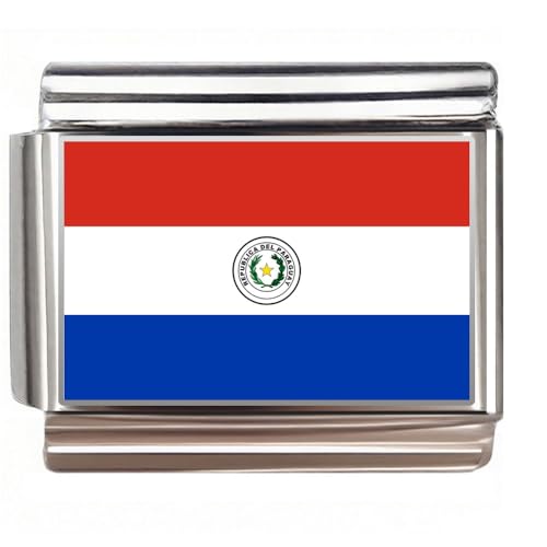 Italian Bracelet Charm,9mm,United Arab Emirates,Country & Culture > Flag - color: Paraguay