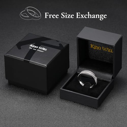 King Will 8mm Tungsten Carbide Rings for Men Cubic Zircon Stones Inlay - color: Silver 6mm