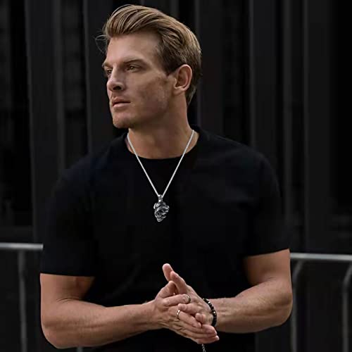 Skull Necklace for Men Stainless Steel Gothic Punk Emo Biker Necklace Jewelry for Men 60cm - style: Snake Skull