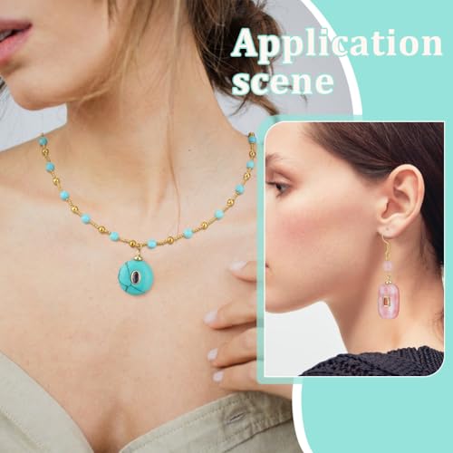 BENECREAT 7 Pcs Natural Stone Pendant, 7 Styles Smooth Polished Gemstone Charms with Real 18K Gold Plated Brass Findings for Jewelry Making DIY Necklace Earrings