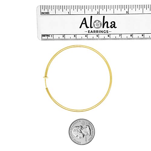 Clip On Spring Hoop Earrings for Non-Pierced Ears - color: Gold-Tone, size: 60mm