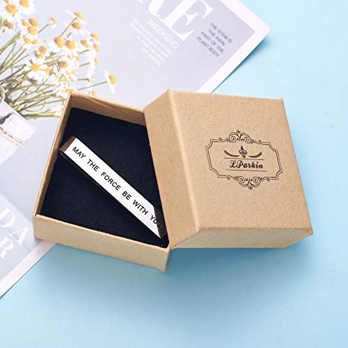 LParkin Premium Stainless Steel Tie Clip for Men & Women - Polished Finish, Secure Hold, Classic Accessory & Unique Gift - style: May The Force Be with You Tie Clip