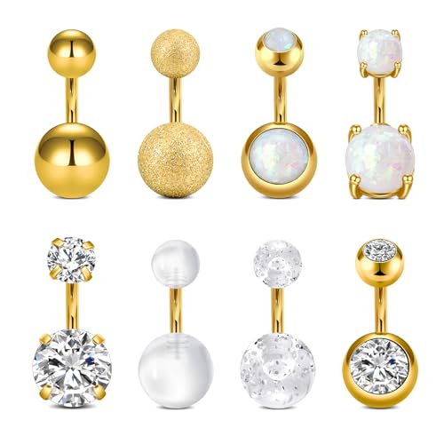 VCMART Belly Button Ring Short Bar Belly Ring Short Belly Button Rings Surgical Steel 6mm Belly Rings for Women Small Belly Button Piercing Navel Rings Piercing Jewelry - color: B -gold