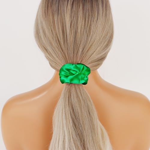 16 Pcs Satin Green Scrunchies Bridesmaid Proposal Gifts Hair Ties Scrunchies for Women Girls Bachelorette Party Favors (green) - color: green